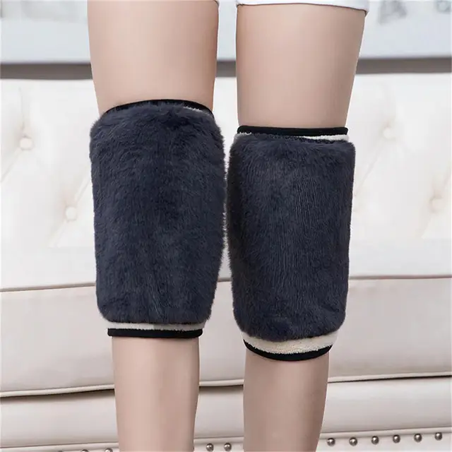 Winter Warm Knee Pads for Women Leg Warmers Men Old People Cold Leg Arthritis Kneepad Knee Support Rabbit Fur Knee Protector 5
