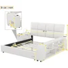 Queen Size Smart Bed Frame with Storage Shelves and Multimedia Nightstand, Upholstered Platform Bed with Headboard and Light 4