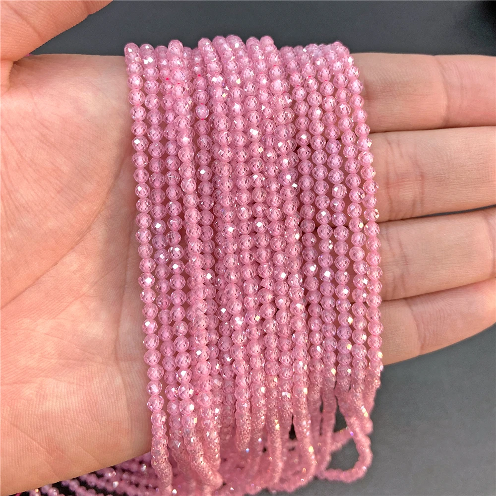 2 3 4 mm facettierte Zirkonia-Perlen, mehrfarbig, Zirkon, rund, lose Distanzperlen für Schmuckherstellung, DIY-Armband, Halskette, 38,1 cm – Detail 15