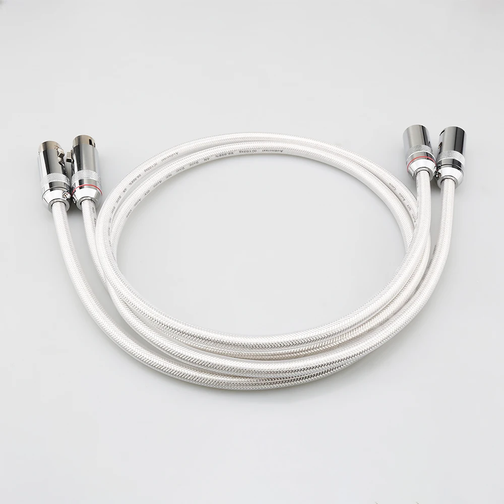 Audiocrast IC102AG 99.998% 순수 실버 XLR 케이블 HiFi 오디오 인터커넥트 솔리드 PSS 순수 실버 코어 와이어 실버 도금 플러그