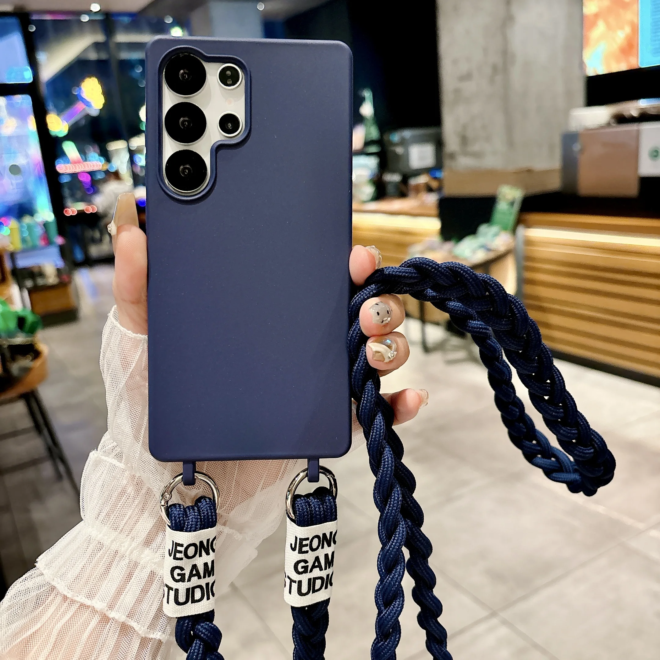 Candy Color Soft Matte Phone Case with Braided Crossbody Lanyard Cover