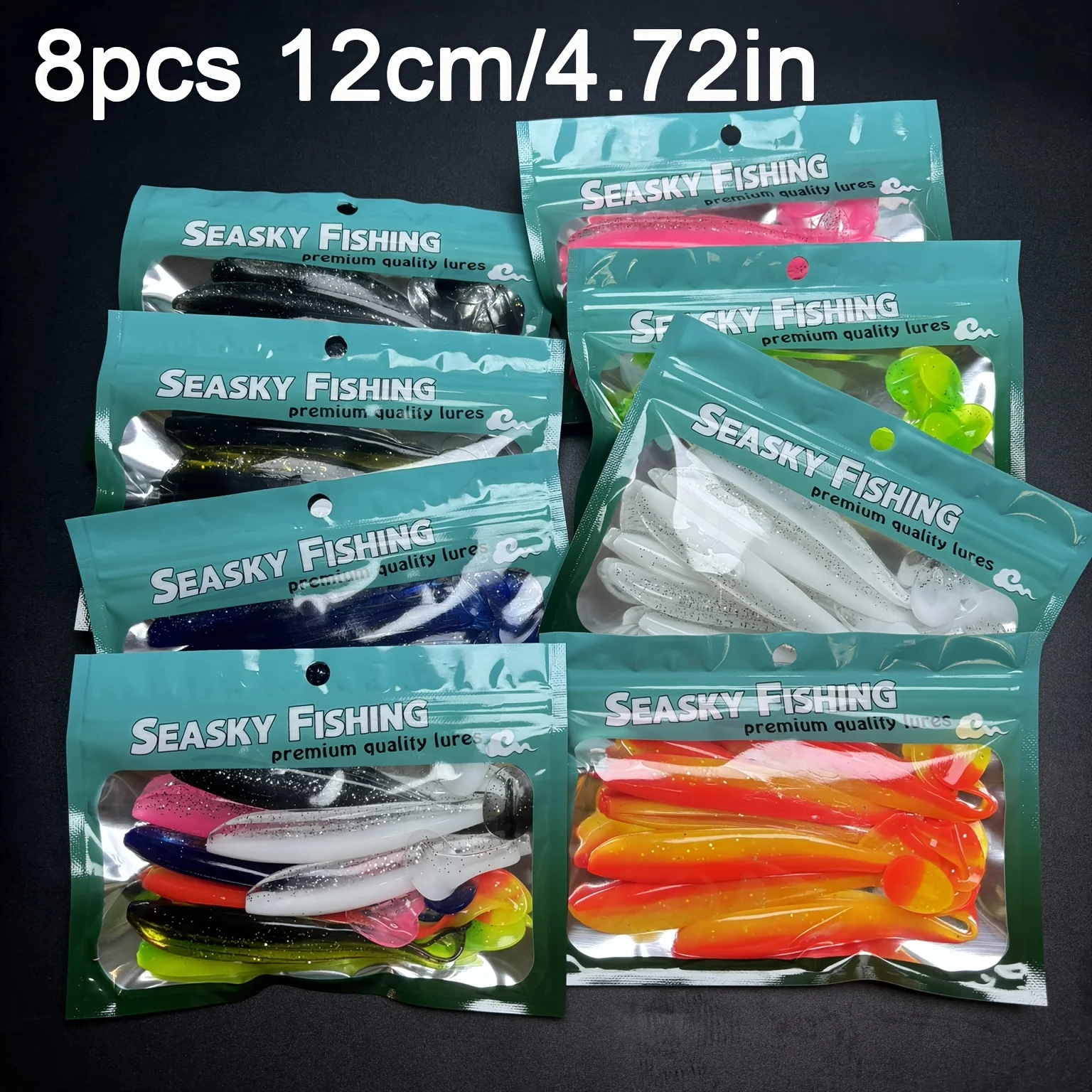 8 stücke Angeln Weiche Köder T Schwanz 120mm Shad Wurm Weichen Köder Künstliche Köder Swimbait Köder Wobbler Weiche köder Silikon für Salzwasser