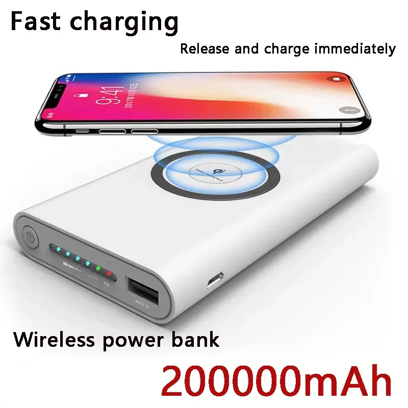 

Original 200Ah Wireless Power Bank Two-way Fast Charging Powerbank Portable Charger Type-c External Battery For IPhone Samsung