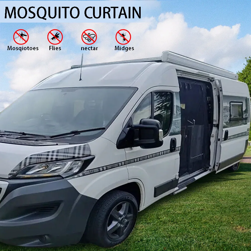 Magnetic Insect Mosquito Screen with Zipper Insect Mosquito Curtain RV Mosquito-proof Door Curtain for Camper Sliding Door Back
