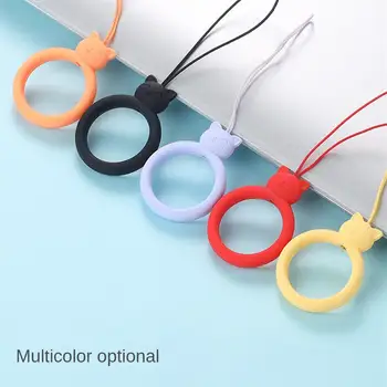 colours Cat Silicone Mobile Phone Lanyard Strap Hanging Chain Ring Cord Wrist Strap Cell Phone Holder Fashionable Rope Keychain