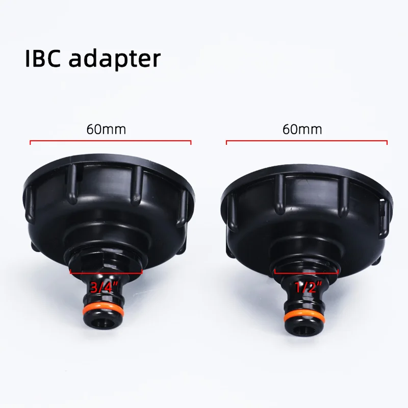 IBC Tank Valve Adapter Hose Garden Water Connector 60mm Coarse Thread Replacement Valve Fitting Parts 1/2" 3/4"