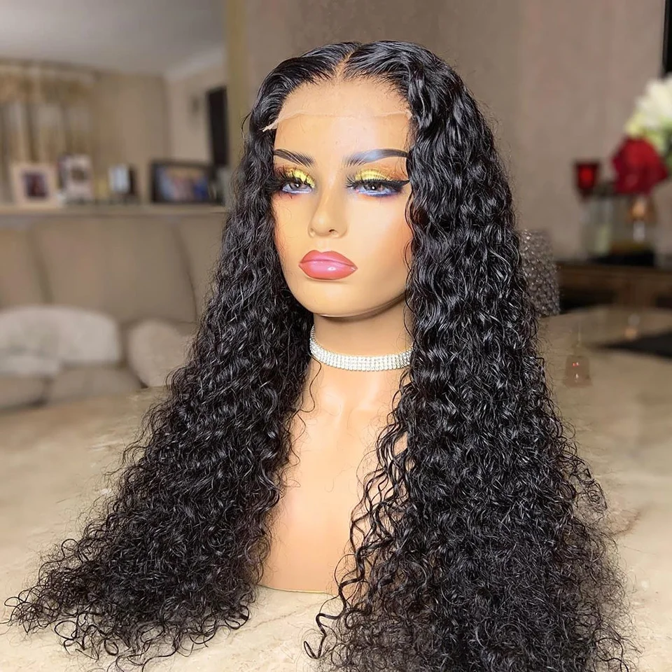 

Brazilian Deep Wave 4x4 Lace Closure Wig Cranberry Hair 180% Lace Front Human Hair Wigs For Women Pre Plucked With Baby Hair