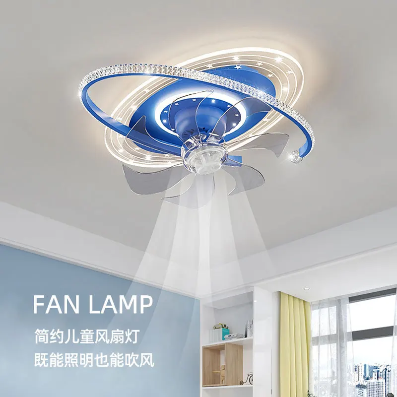 

Mute Electric Fan Lamp Household Integrated LED Light Frequency Conversion Shaking Head Children's Room Bedroom Fan Light Ceilin