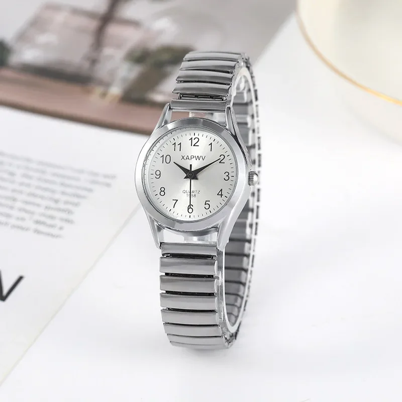 Fashion Watches Women black white gold pink Stainless Steel Elastic Band Watch Retro Ladies' Bracelet Watch 4