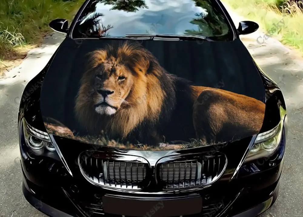 

lion animal ferocious car Hood Vinyl Stickers Wrap Vinyl Film Engine Cover Decals Sticker on Car Auto Accessories