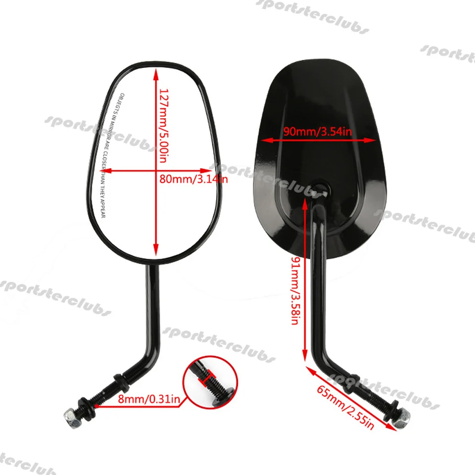 8mm Rétroviseurs de Moto pour Sportster 1200 XL883 Dyna 8mm Rétroviseurs de Moto pour Sportster 1200 XL883 Dyna