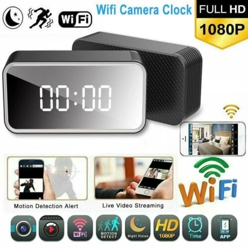 1080P HD Clock ip Mini WiFi Camera Home Security Camcorder Night Vision Alarm Motion Remote CCTV Suport 128GB tf card | Электроника