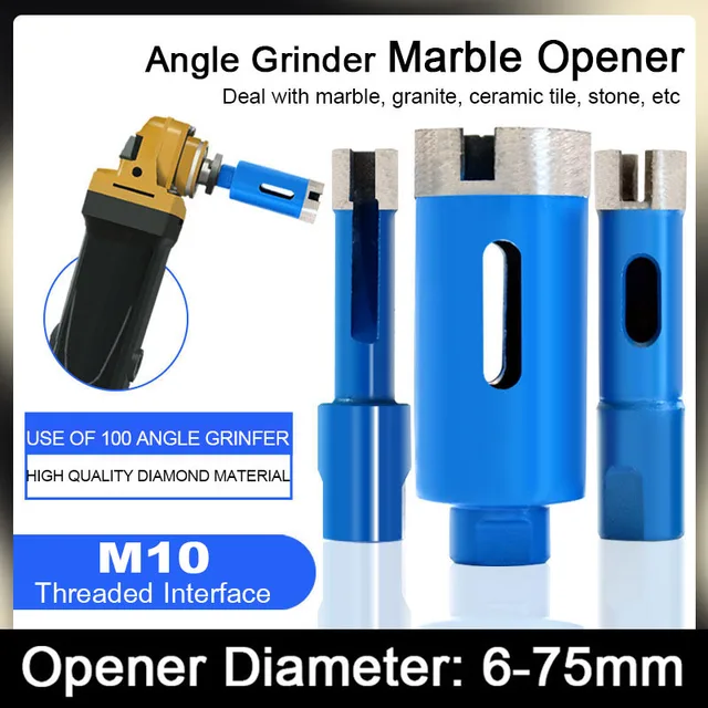 Mèches de Meuleuse d'Angle Diamant M10, Ouvre-trou de 6 à 75mm, pour Verre, Marbre, Granit, Carrelage et Céramique 1