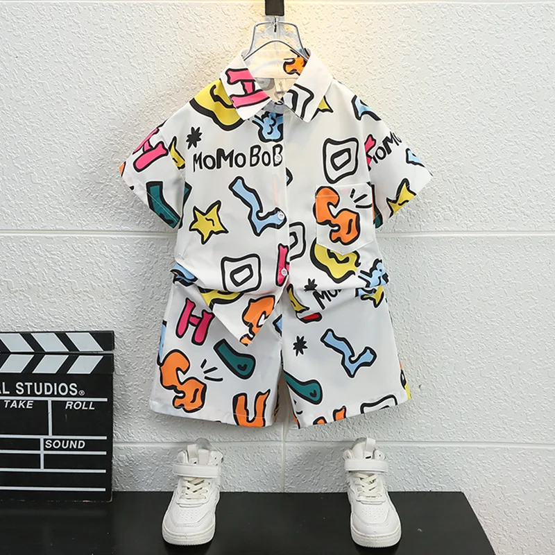 

Summer Fashion Baby Boys Clothes Set Short Sleeve Shirt Cartoon Suit for Boys Children Clothing Cotton Costume for Kids Suits