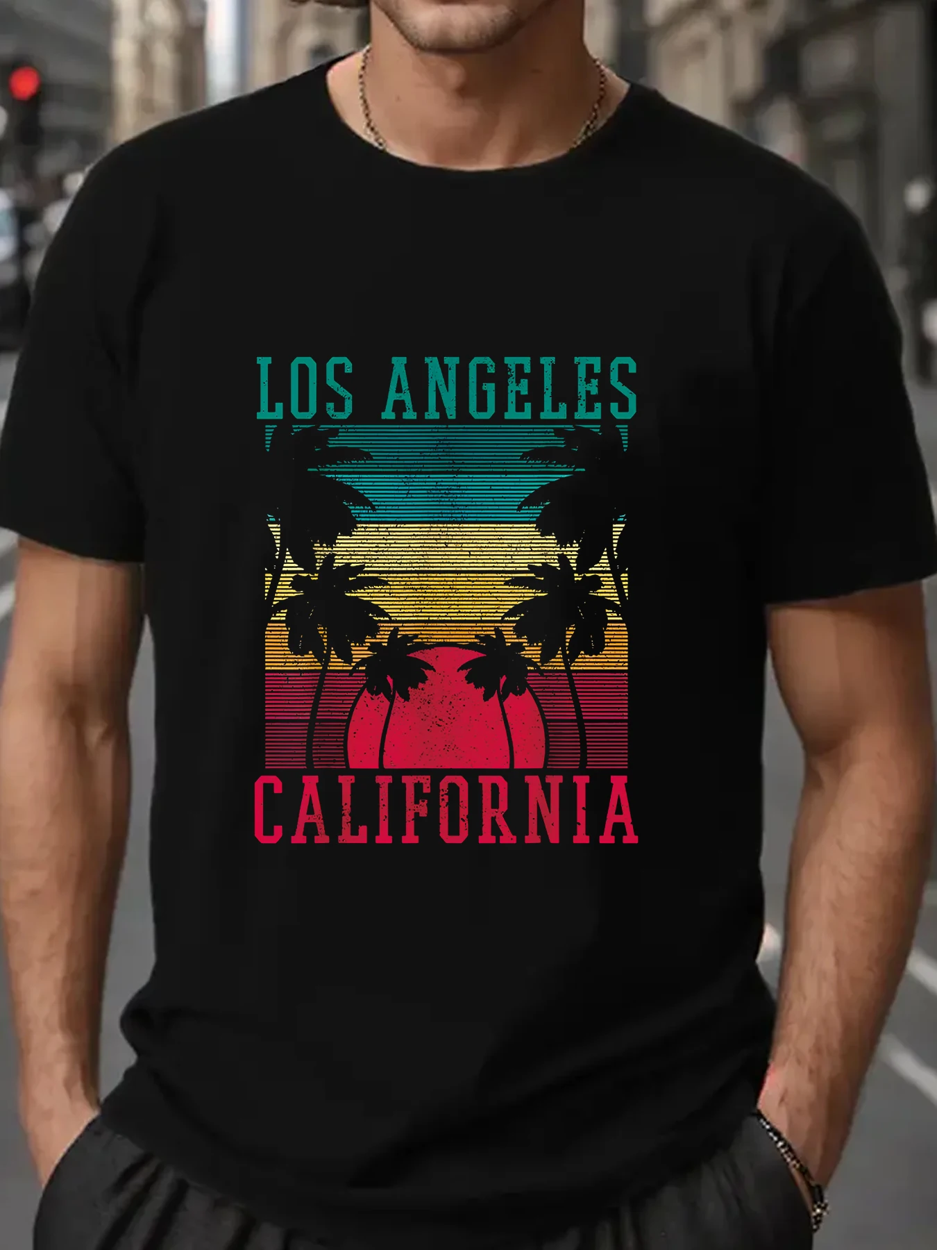 

Модная и модная футболка Лос-Анджелеса Калифорния, футболки с коротким рукавом, свободная футболка, мужские топы, новая мужская футболка