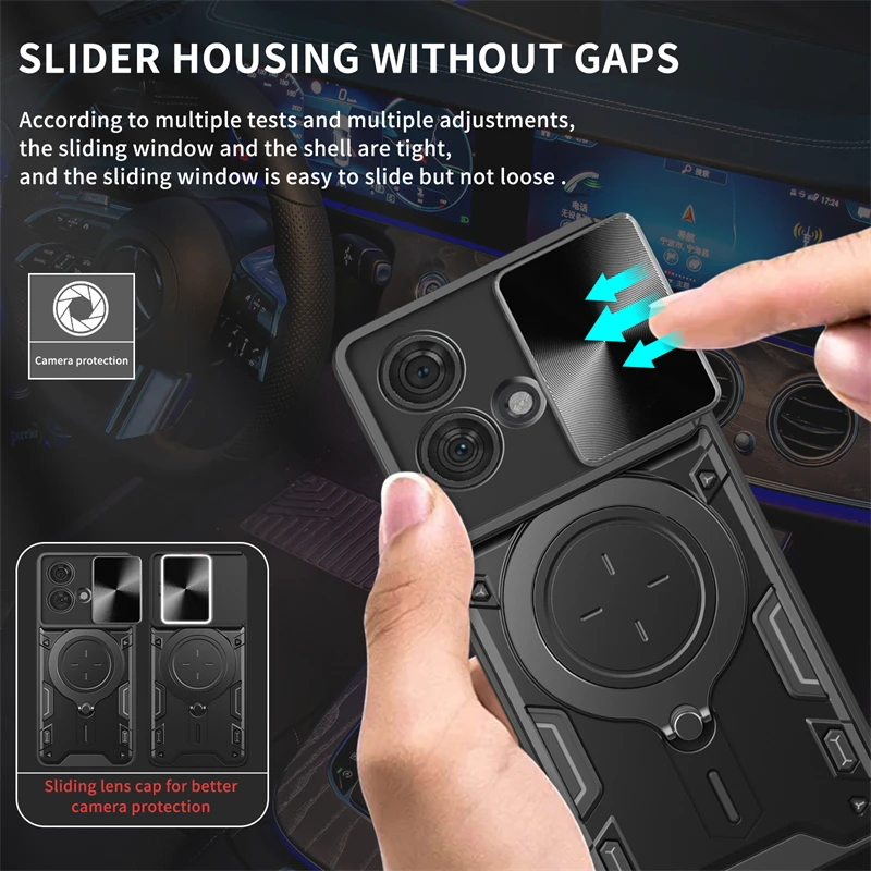 Per Motorola Edge 40 Neo Case Slide Camera Lron Ring Protection Stand Cavalletto Custodia Per Telefono Per Moto Edge 40 Neo 5G Cover Posteriore