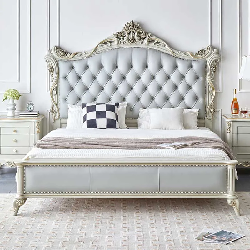 Testiera Portaoggetti Telai Per Letto Moderna Villa Bianca In Legno Cornici Per Letto Di Lusso Design Queen Letto Letto Matrimoniale Mobili Per La Cas