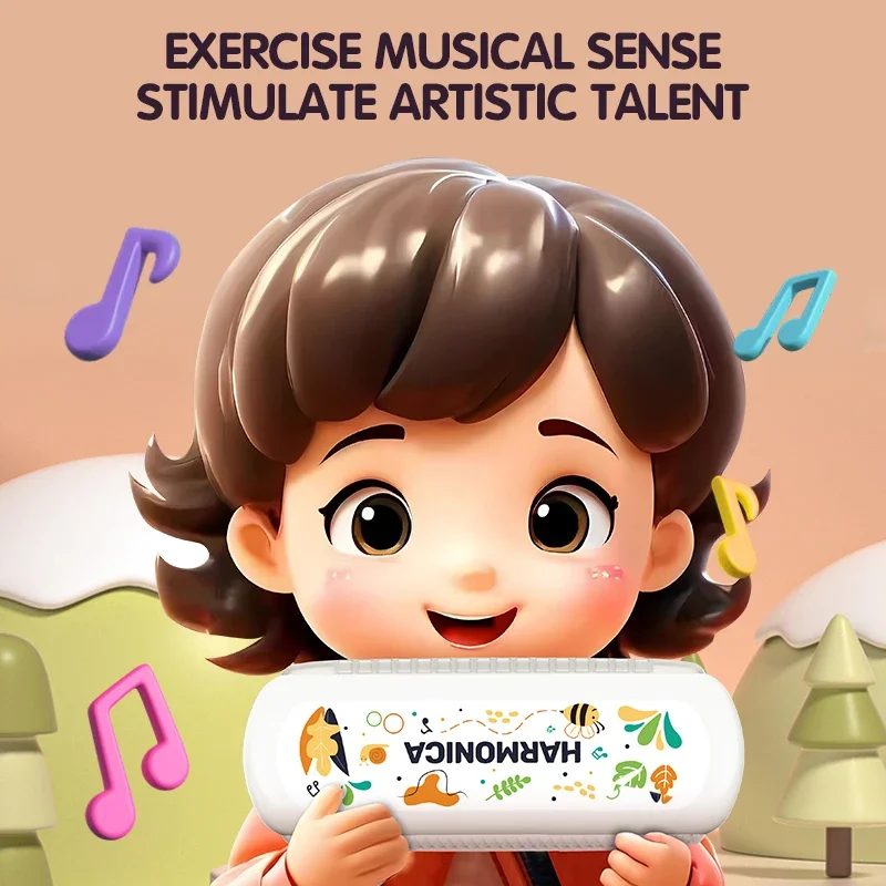 Children's Toy Cartoon Crab Mini Harmonica with Led Light Mouth Organ Baby Early Education Musical Instrument Toys for Kids Gift 2