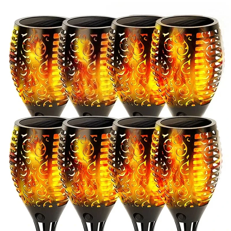 12/33/96LEDs Solar Flame Torch Light Flickering Light Waterproof Garden Decoration Outdoor Lawn Path Yard Patio Floor Lamp