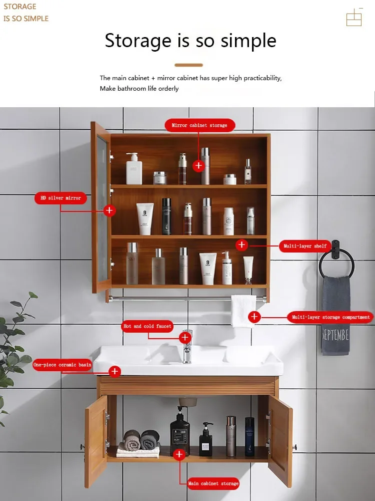 Modern Luxury Furniture Sink Mirror Vanity Bathroom Cabinet