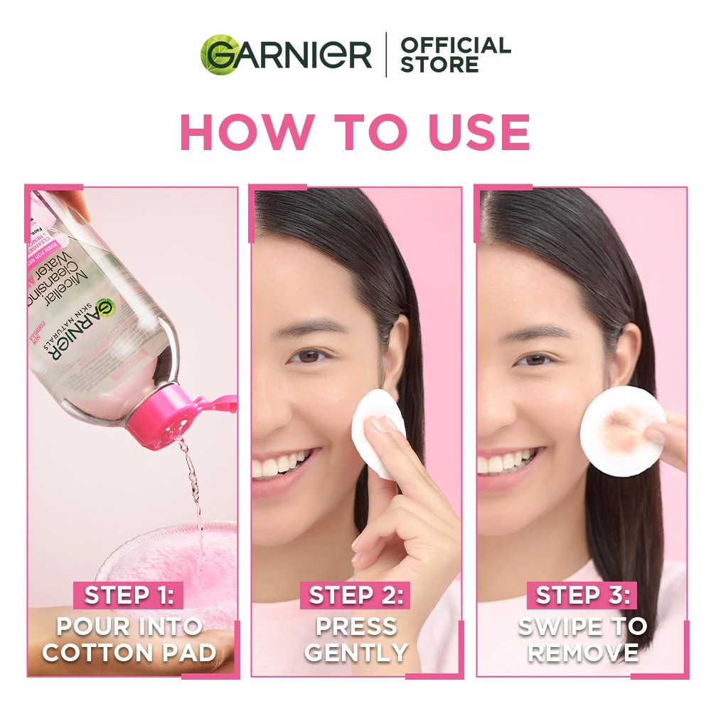 GARNIER Makeup Remover Liquid 400ml Face Eye Lip 3-in-1 Makeup Removal Gentle Refresh Deep Cleansing Smoothing Makeup Cosmetics 6