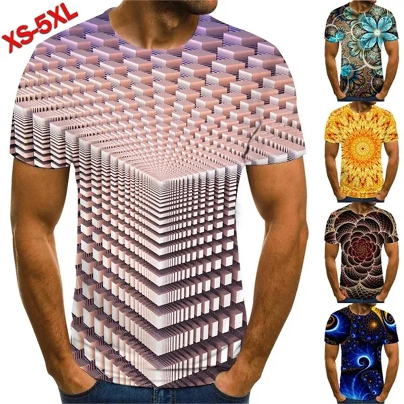 

Психоделическая красочная абстрактная 3D-печать, графические футболки для мужчин, персональная, головокружительная, гипнотическая, в стиле хип-хоп, футболка с коротким рукавом