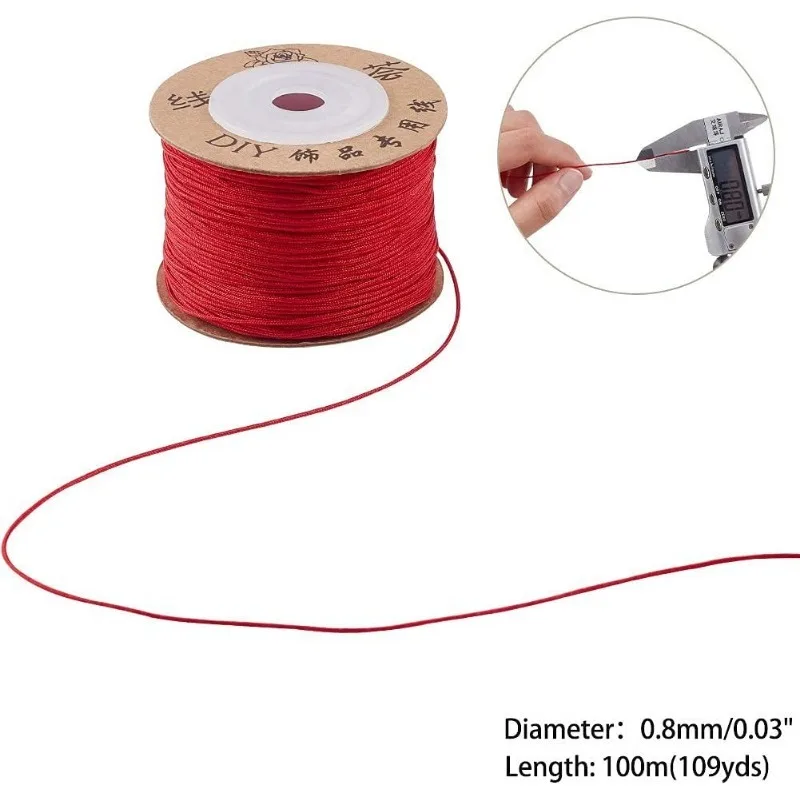 Nylon Thread Cord 1Roll 100m/roll 0.8mm Bracelet String Chinese Knotting Cord Beading Braided Ornament for DIY