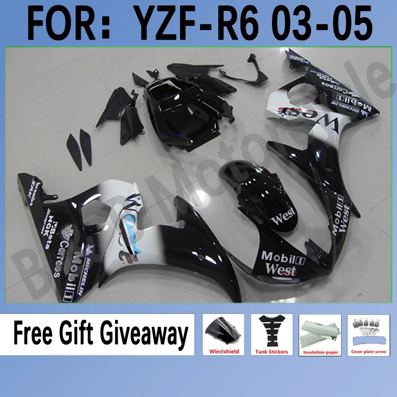 

NEW ABS Motorcycle Injection Fairing For YAMAHA YZFR6 YZF R6 2004 YZF600 R6 03 04 05 Bodywork Fairings 2003-2005 Set Black White