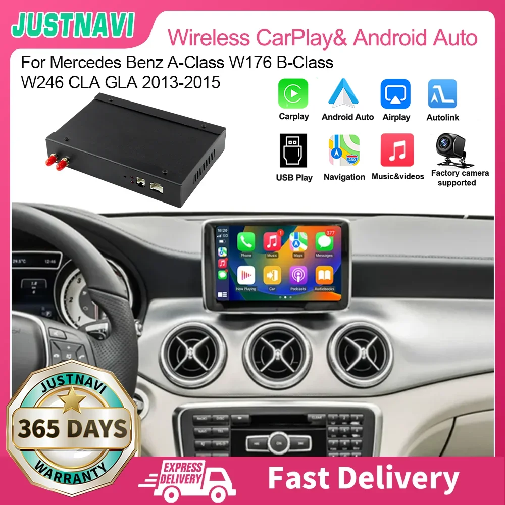 

JUSTNAVI беспроводной Apple CarPlay для Mercedes Benz A-Class W176 B-Class W246 CLA GLA 2013-2015 NTG4.5 Android Авто Mirror Link