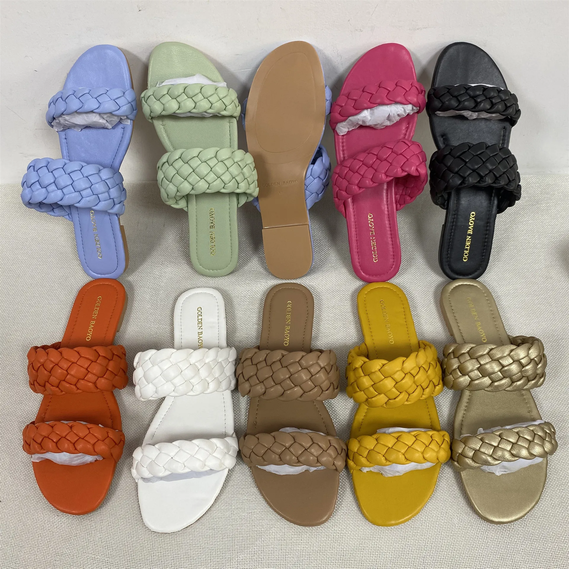 Women Beach Slides Shoes Summer Woman Sandals Plus Size Brand Design Weaving Flats Casual Sandal Ladies Fashion Outside Shoes