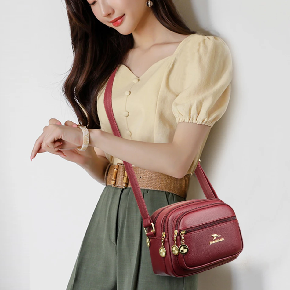 여성용 패션 숄더 메신저 백, 멀티 포켓 소프트 가죽 지갑 및 핸드백, 럭셔리 숙녀 크로스바디 백, 하이 퀄리티