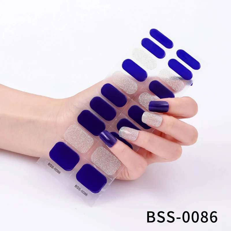 

22 Tips Semi-cured Gel Nail Stickers Light Therapy Full Cover Manicure Sticker UV Baking Lamp Required