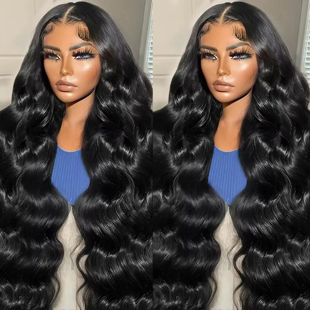 30 Inches 250 Density Body Wave Human Hair Lace Front Wigs 7x5 Closure ...