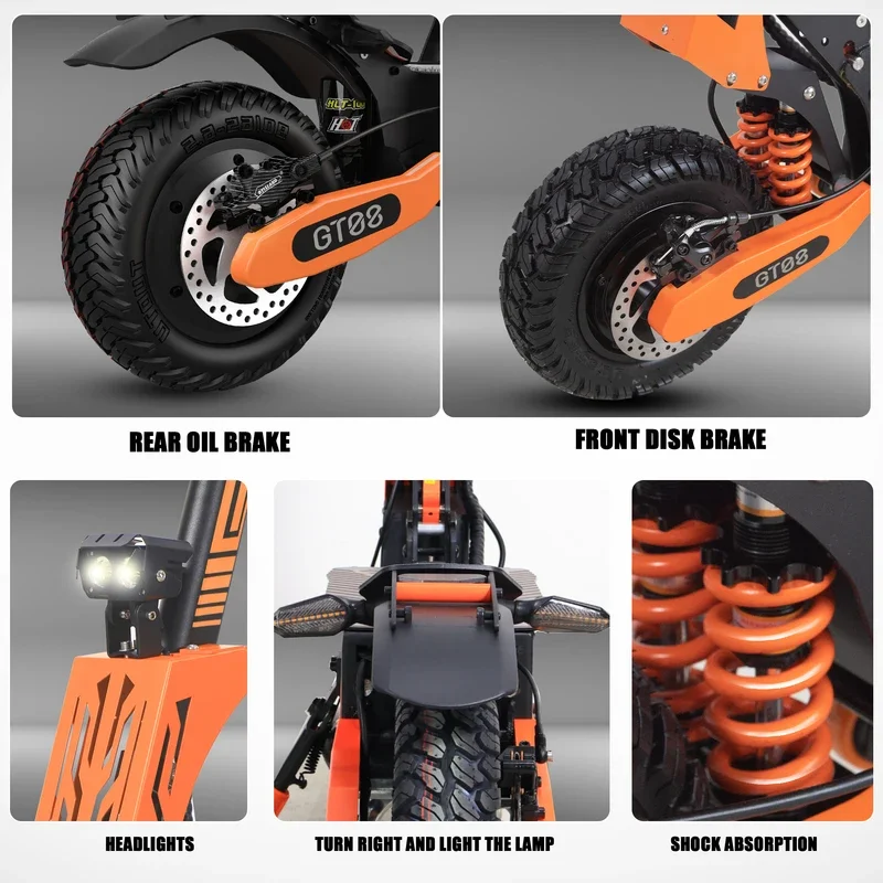 5600W Adult Electric Scooter-Dual Motor,50MPH Top Speed,60V27AH Battery,11-Inch Off-Road Tires,Folding Sport eScooter with Seat