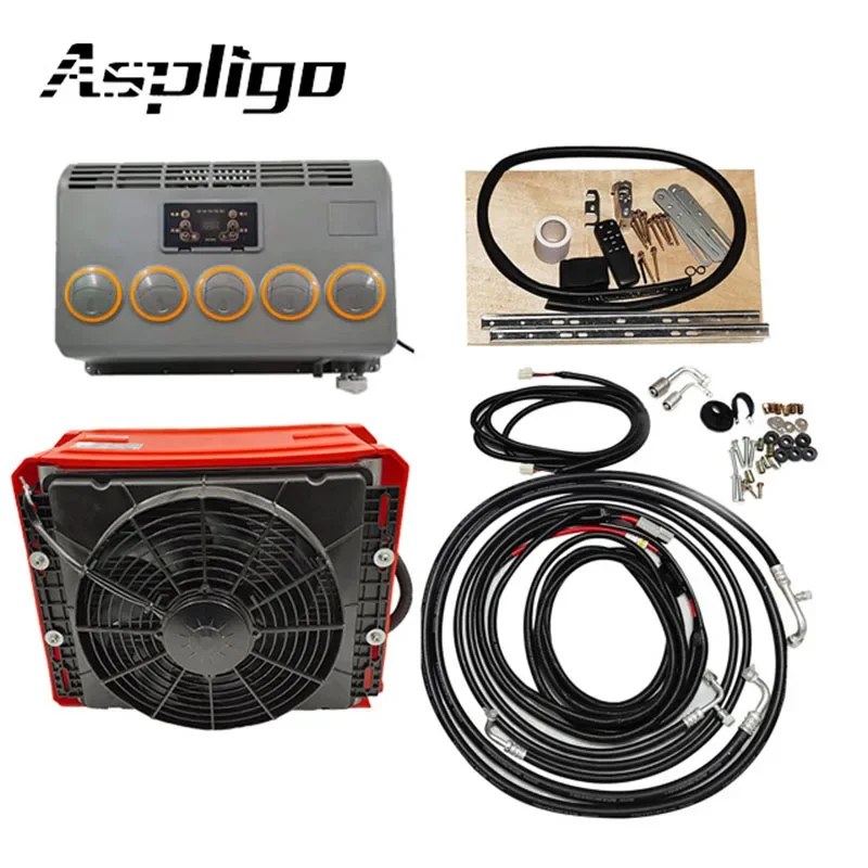 

Aspligo Electric Cool Air Conditioning 24V Split Air Conditioner for Car Automobile Excavator Tractor Trailer Truck Motorhome