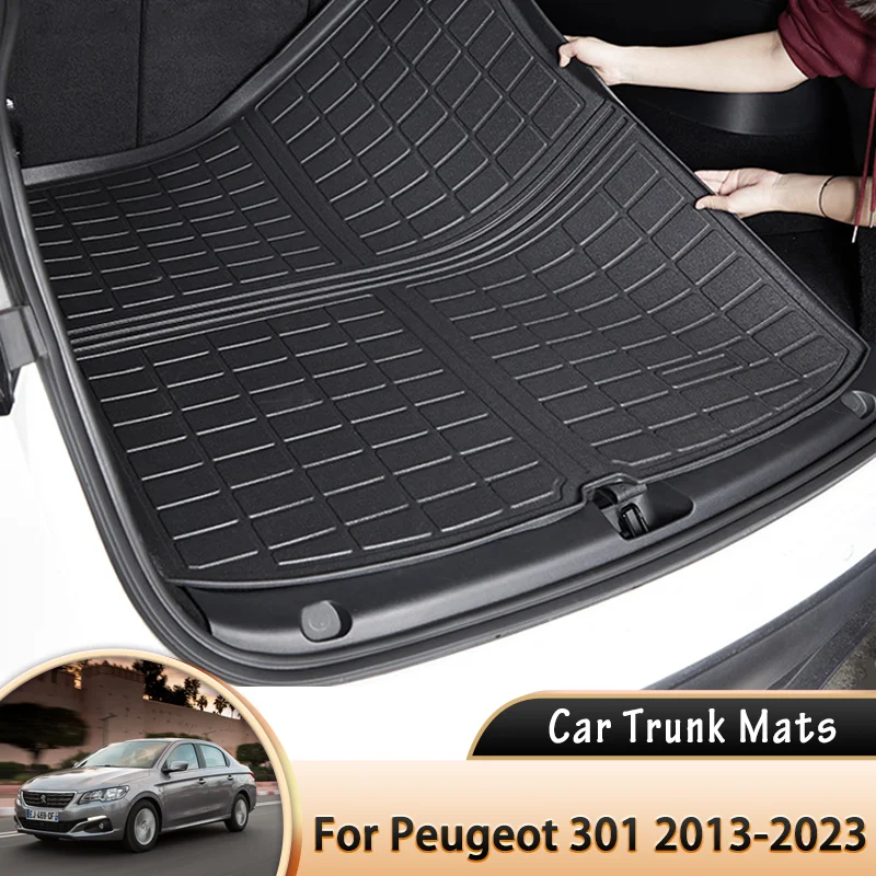 

for Peugeot 301 Citroen C-Elysee 2013~2023 2022 Car Rear Trunk Mat Waterproof Protective Liner Trunk Tray Floor Mats Accessories