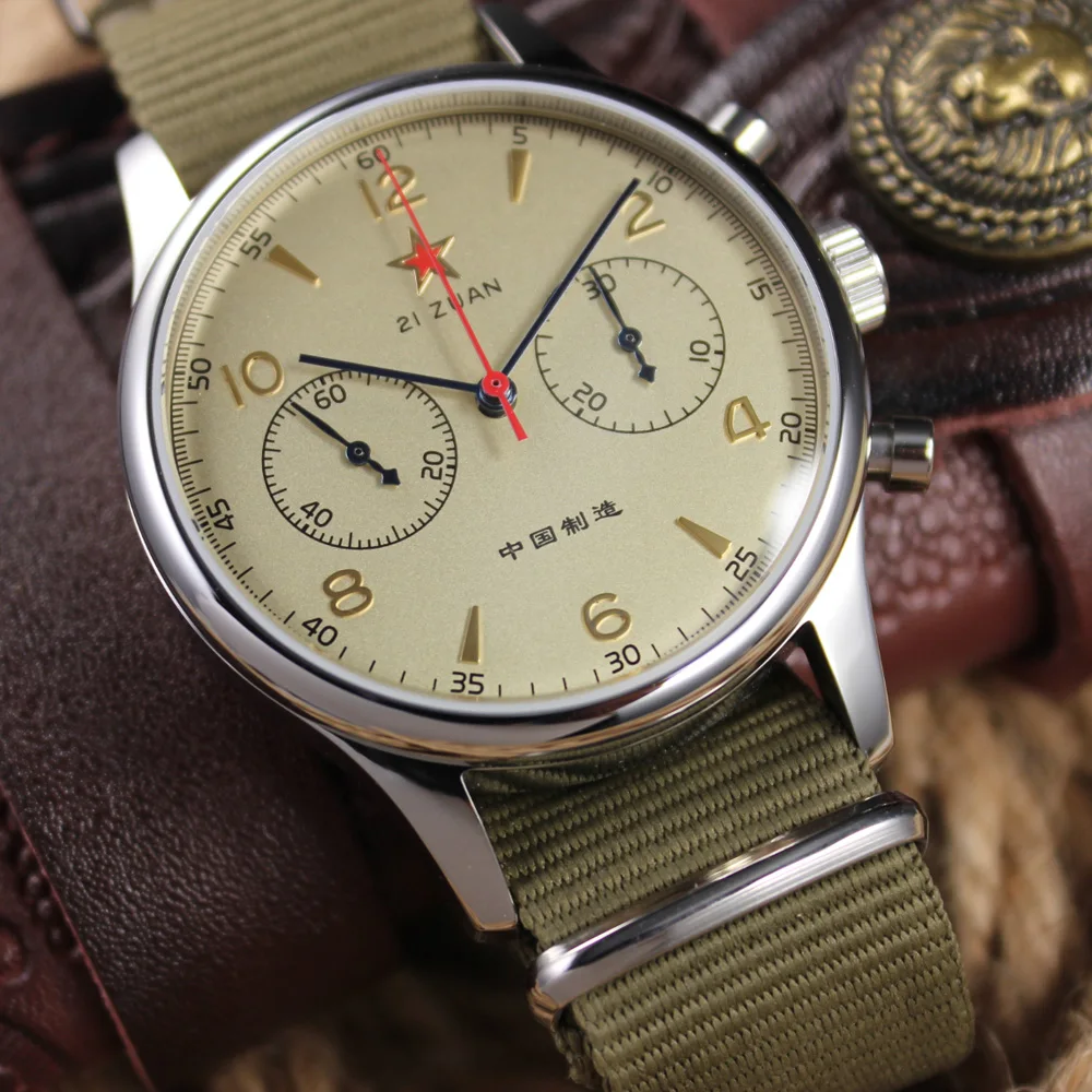 Seagull 1963  ST1901 Men Pilot Sports Watch Mechanical Chronograph Vintage Luxury Wrist Watches Sapphire Watch for Men Movement