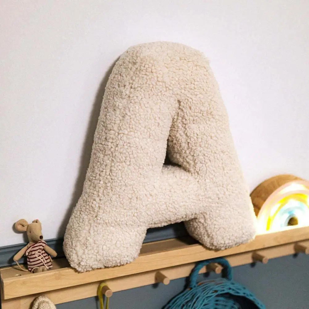 Alphabet Plush Pillow Lambswool Fabric Pillow Plush Alphabet Letter Shape Pillow for Sofa Bed Couch Office Car Seat Decoration 3