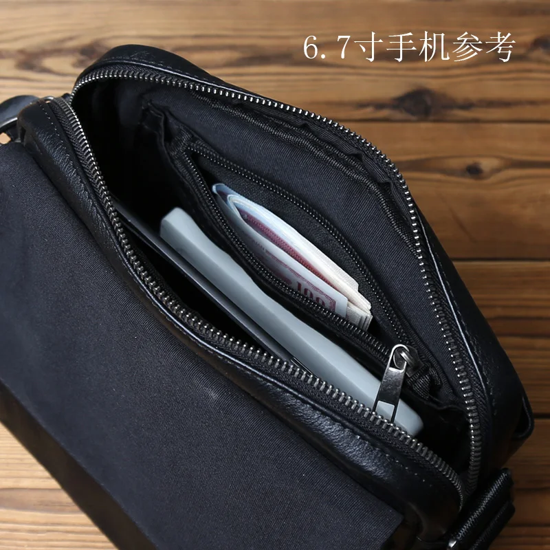 NZPJ Men's Genuine Top Layer Cowhide Leather Shoulder Bag Casual Messenger Mini Backpack Fashion Trend For 8-Inch iPad