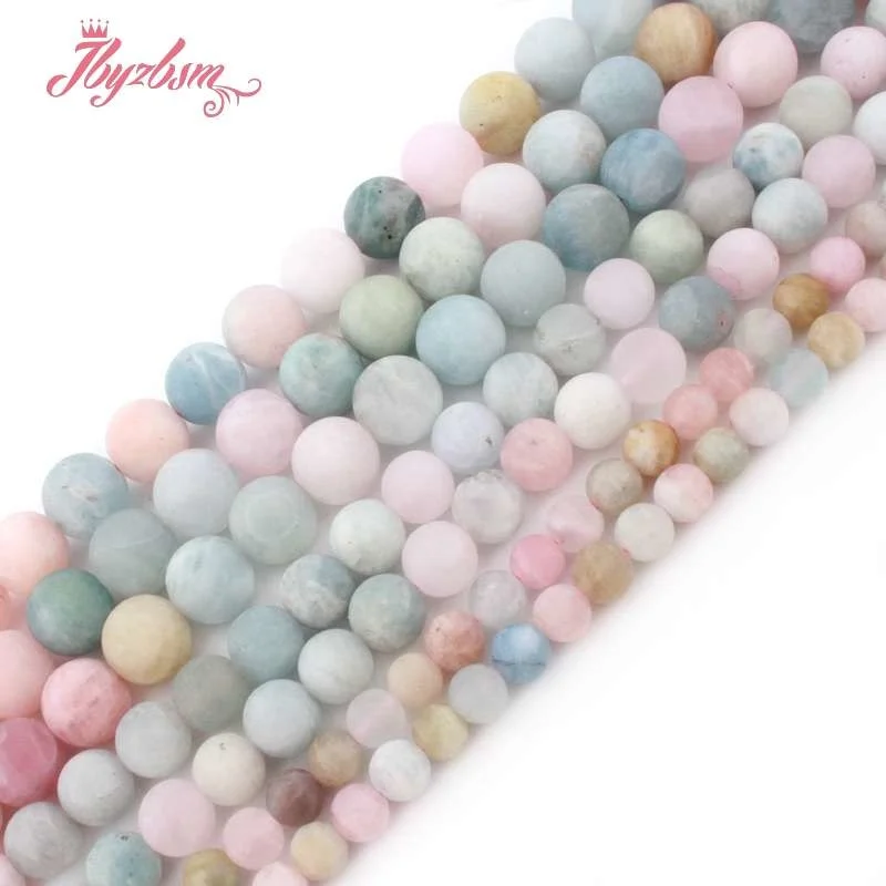 

4,6,8,10mm Frosted Round Multicolor Beryls Beads Natural Stone Beads For DIY Necklace Bracelat Jewelry Making 15" Free Shipping