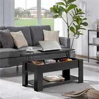 Modern 39in Lift Top Coffee Table with Hidden Compartment & Storage for Livingroom, Black 2