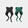 New Fashion Cute Knitting Beanie Hat 2022 Autumn Winter Knitted Wool Caps Girl Cat Ear Pointed Pullover Women Bonnet Hats 1