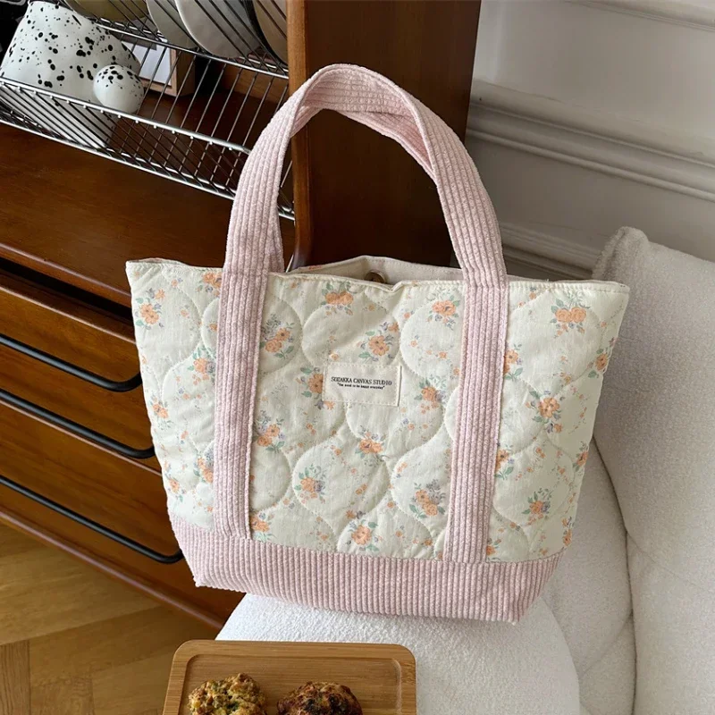 Sweet Floral Women's Bento Handbags Retro Patchwork Ladies
