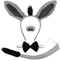 1 Set of Donkey Costume Props Including Donkey Ear Headband Tail Bowtie and Nose Decor 1