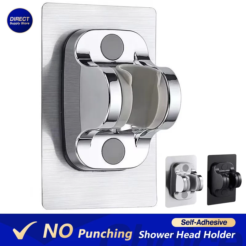 Showerhead Holder Self-Adhesive Adjustable Wall Mounted Fixed Base Plate for Home Bathroom