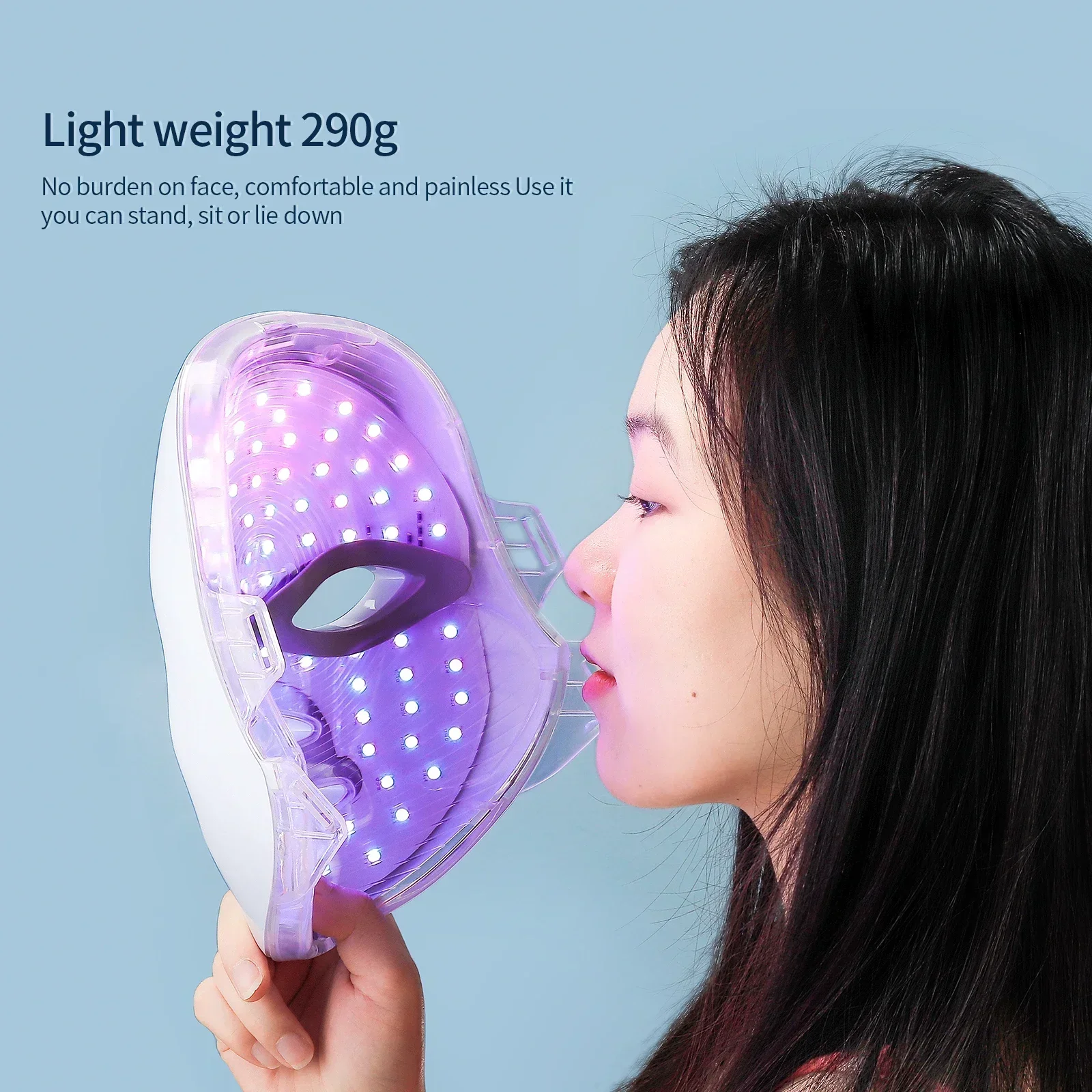 Foreverlily 7 Colors Light LED Facial Skin Care Mask Neck Skin Rejuvenation Treatment Beauty Anti Acne Therapy Whitening