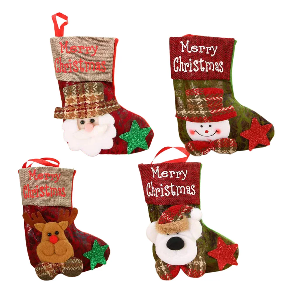 

4 Pcs Christmas Tree Stockings Decor Small Clearance Ornaments Wool for