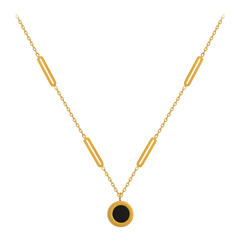 Classic Fashion Stainless Steel Roman Digital Wafer Pendant Necklace 2022 Fashion Jewelry Christmas Party Women's Sexy Necklace - Image 6