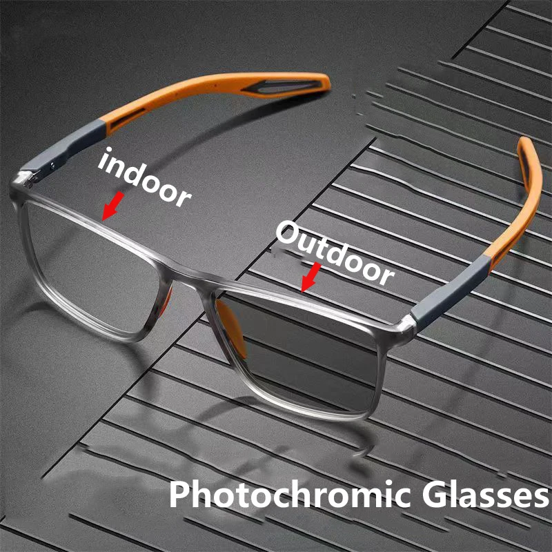 

Photochromic Blue Light Blocking Myopia Glasses Unisex TR90 Frame Sports Eyeglasses Finished Optical Near Sight Diopter 0 To-4.0