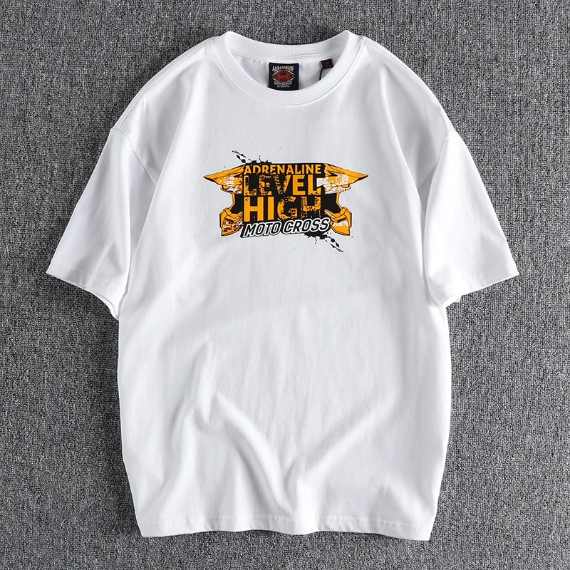 

Summer new loose shoulder style retro lettering printed short-sleeved men's T-shirt trend Europe and the United States with